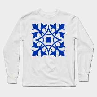 Antique Azulejo Tile Floral Pattern Long Sleeve T-Shirt